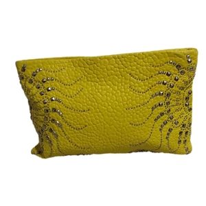 ROBERTO CAVALLI YELLOW & SILVERSTONE HAND  CLUTCH
